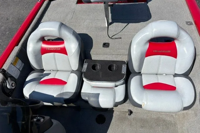 Slide: The Image of 2012 TRACKER BOATS Pro Team 175 interior with dual seats and cup holders. - 30