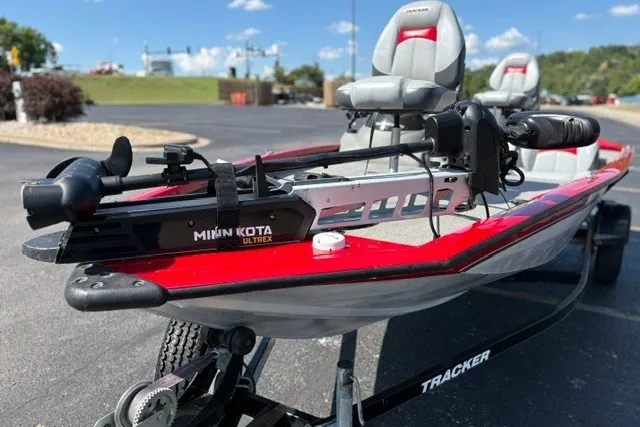 Slide: The Image of 2012 TRACKER BOATS Pro Team 175 with Minn Kota Ultrex trolling motor on trailer. - 52