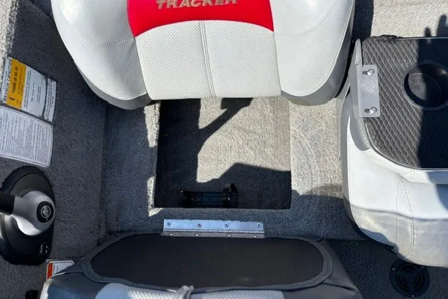 Slide: The Image of Interior of 2012 TRACKER BOATS Pro Team 175, featuring seating and storage compartments. - 26
