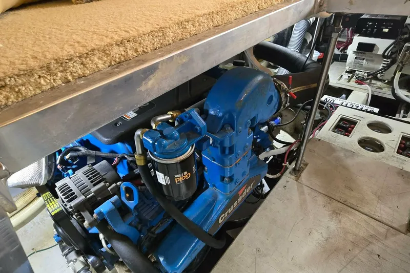 Slide: The Image of Engine compartment of a 2002 Carver 410 Sport Sedan with Crusader engine. - 27