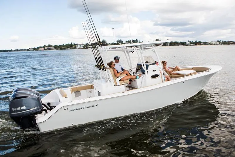 The Image of Manufacturer Provided Image: 2017 Sportsman Open 282 Center Console boat cruising on water with passengers. - 3