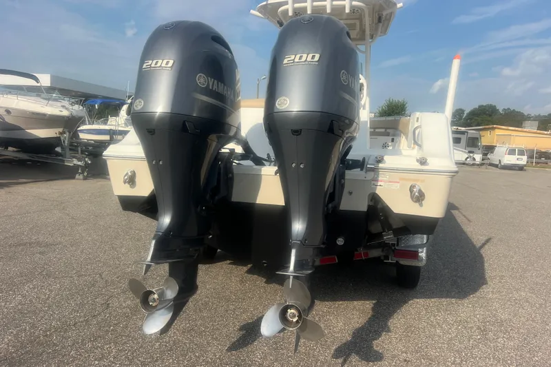 Slide: The Image of 2017 Sportsman Open 282 Center Console with twin Yamaha 200 engines. - 14