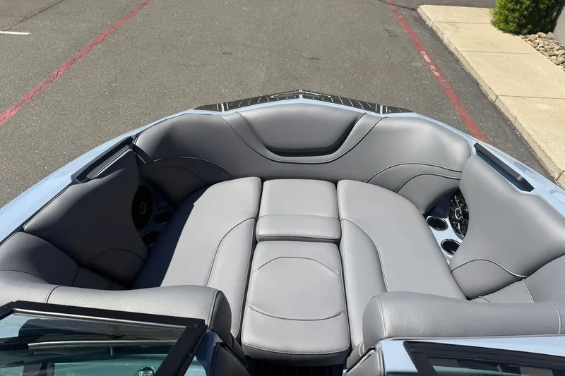 Slide: The Image of Luxurious interior of 2026 MB B52 23 Alpha boat with gray seating. - 27
