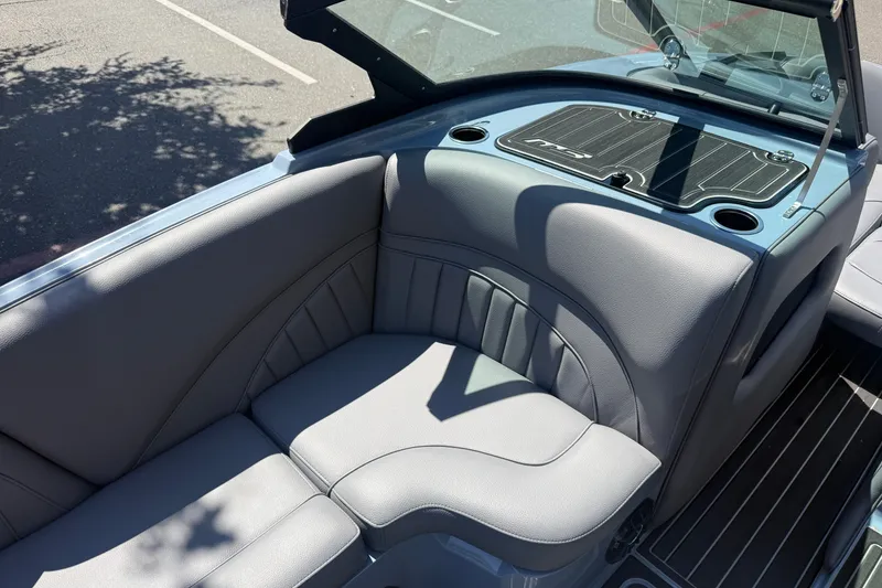 Slide: The Image of Luxurious seating in the 2026 MB B52 23 Alpha boat, featuring sleek design and comfort. - 24