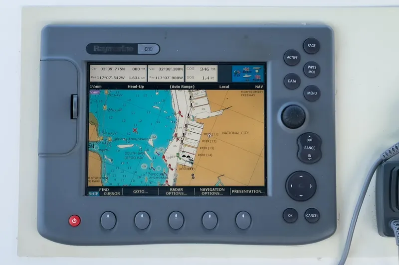 Slide: The Image of A navigation system on a boat displaying a digital nautical chart on the screen. - 24