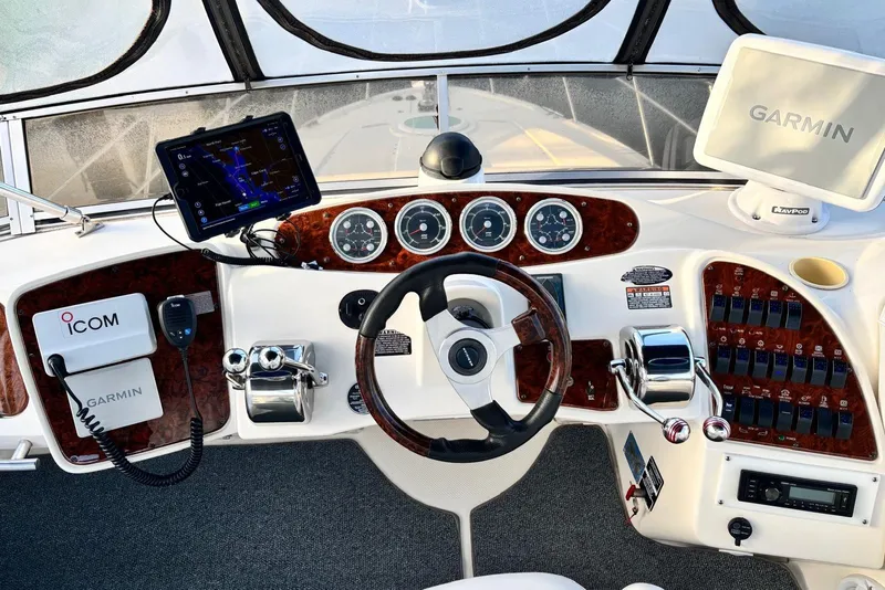 Slide: The Image of Cockpit of 2004 Meridian 459 Motoryacht with Garmin and Icom navigation systems. - 8