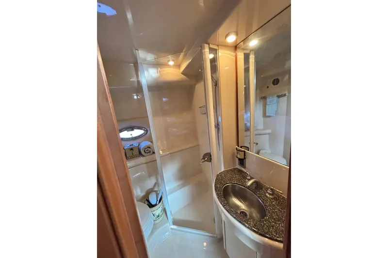 Slide: The Image of Luxurious bathroom in 2004 Meridian 459 Motoryacht with modern fixtures and elegant design. - 20