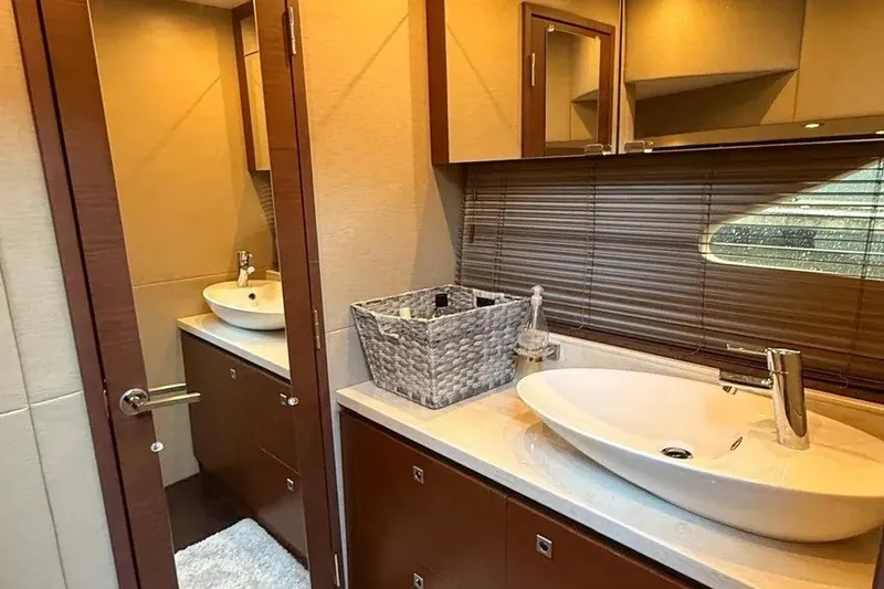 Slide: The Image of Luxurious bathroom interior of 2016 Sea Ray Sundancer 510 yacht with modern fixtures. - 24
