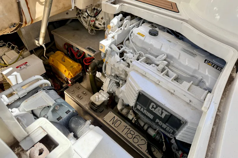 Slide: The Image of Engine compartment of a 2006 Azimut Atlantis 47 yacht with CAT marine power. - 33
