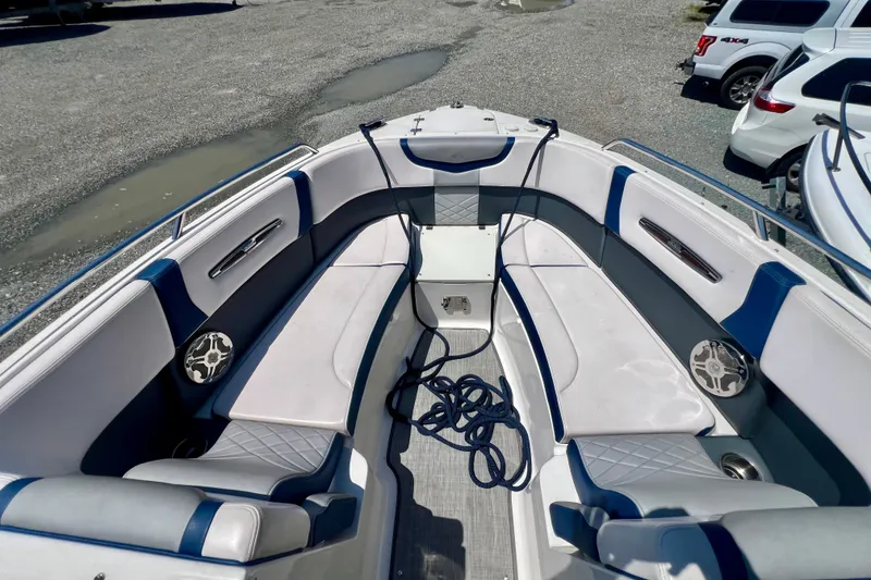 Slide: The Image of 2020 Chaparral 277 SSX boat interior with spacious seating and modern design. - 20