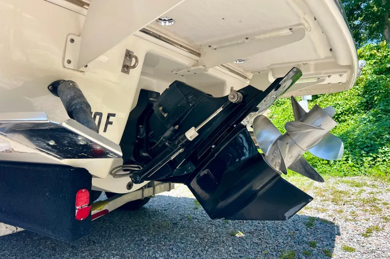 Slide: The Image of 2020 Chaparral 277 SSX boat stern drive and propeller detail. - 7
