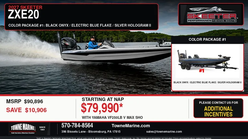 The Image of 2027 Skeeter ZXE20: High-performance fishing boat with Yamaha VF250LB V Max SHO engine. Price: $79,990. - 1