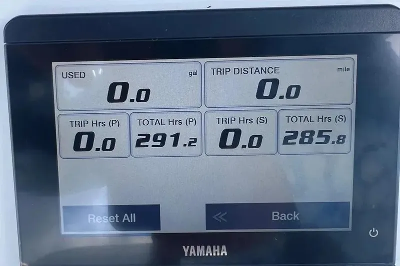 Slide: The Image of Yamaha display showing trip data for 2024 Contender 30 Tournament boat. - 25