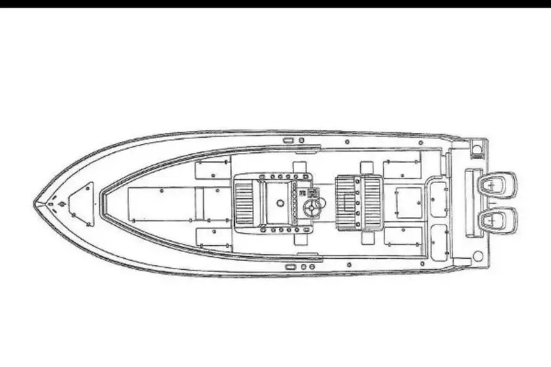 Slide: The Image of Top view schematic of a 2024 Contender 30 Tournament boat layout. - 26