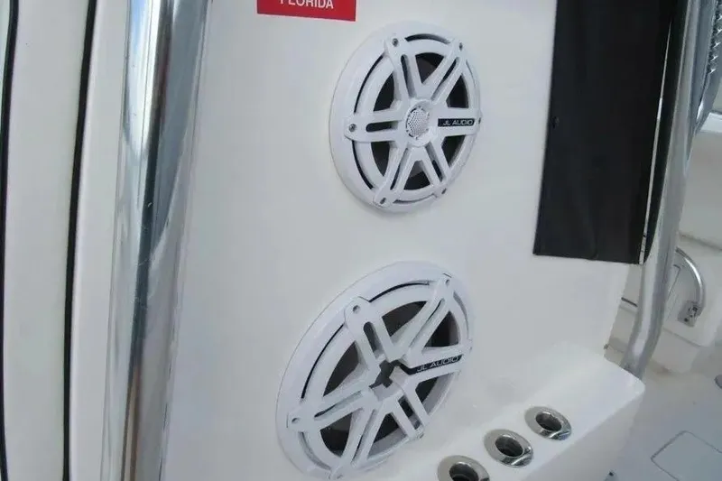 Slide: The Image of 2019 Contender 39 ST boat with JL Audio speakers installed on the deck. - 13