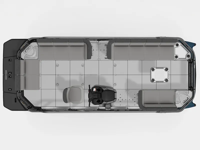 Slide: The Image of Top view of a Sea-Doo Switch Cruise 21 with gray seating and a central helm station. - 4