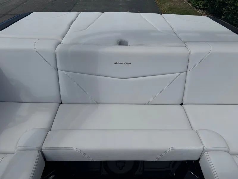 Slide: The Image of The image shows the white upholstery of a 2020 MasterCraft NXT20. - 10