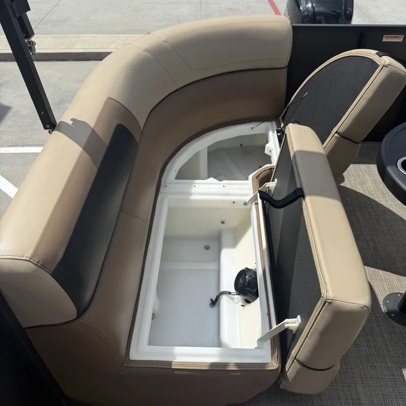 Slide: The Image of The image shows a beige seating area with an open storage compartment underneath. - 20