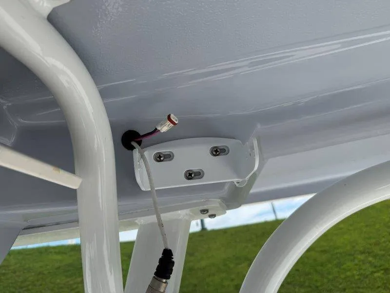 Slide: The Image of Close-up of a boat roof with cables and brackets. - 43