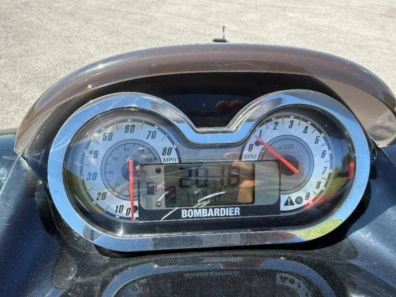 Slide: The Image of Close-up of a Sea-Doo watercraft dashboard showing speedometer and RPM gauge. - 6