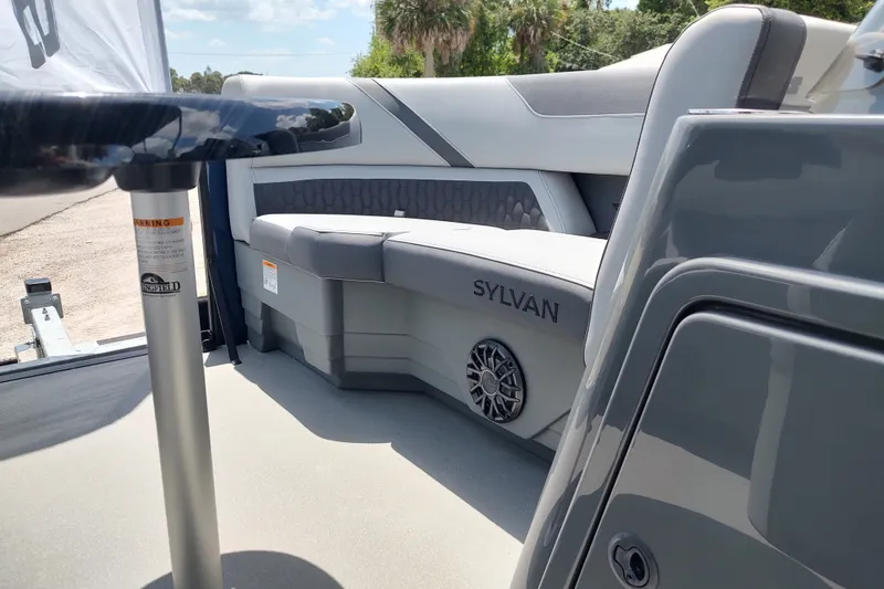 Slide: The Image of Interior of 2027 Sylvan X1 ULZ boat with sleek seating and modern design. - 15