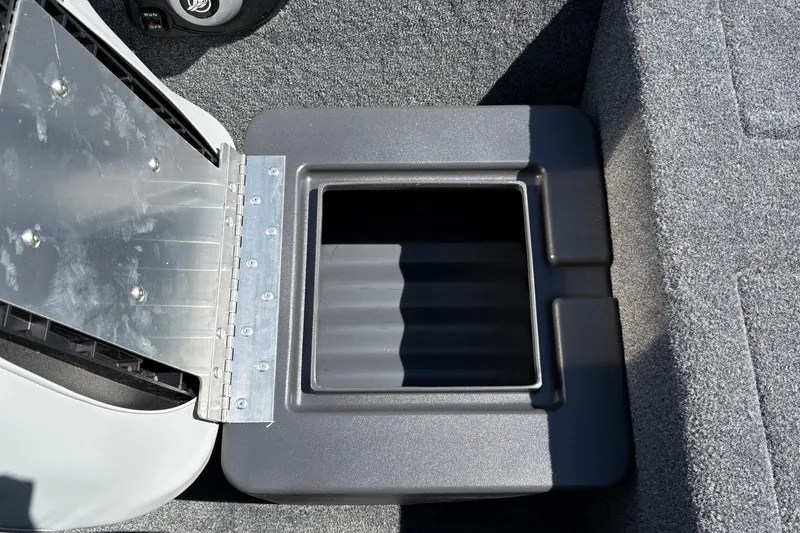 Slide: The Image of Storage compartment of 2027 Tracker Pro Team 175 Crappie Edition boat, open and empty. - 38