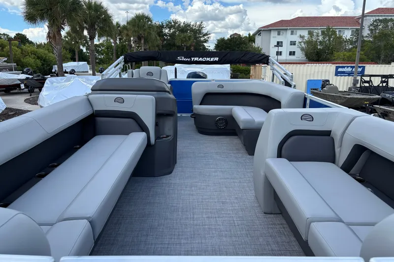 Slide: The Image of 2027 Sun Tracker Party Barge 18 DLX with spacious seating and modern design. - 13