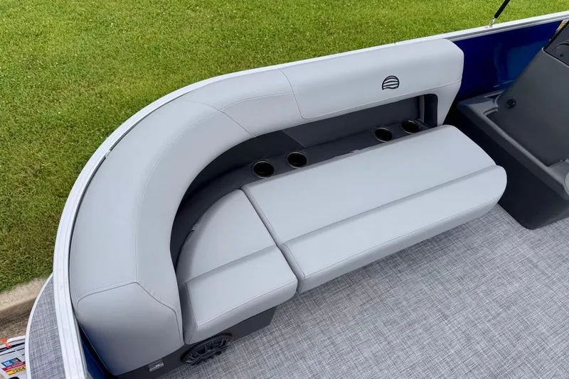 Slide: The Image of 2027 Sun Tracker Party Barge 16 DLX pontoon boat seating with cup holders. - 13