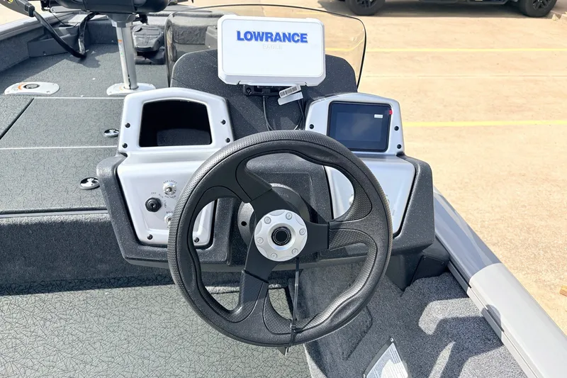 Slide: The Image of Steering console of 2027 Tracker Pro Team 175 Crappie Edition with Lowrance electronics. - 24