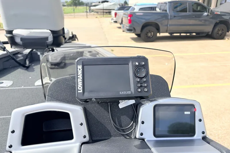 Slide: The Image of Lowrance fish finder on 2027 Tracker Pro Team 175 Crappie Edition boat dashboard. - 27