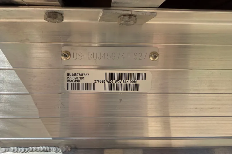 Slide: The Image of Hull identification number on 2027 Sun Tracker Fishin' Barge 20 DLX boat. - 16