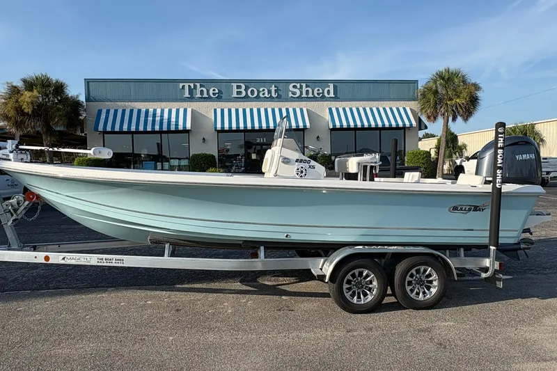The Image of 2026 Bulls Bay 2200 XS boat on trailer outside The Boat Shed dealership. - 0