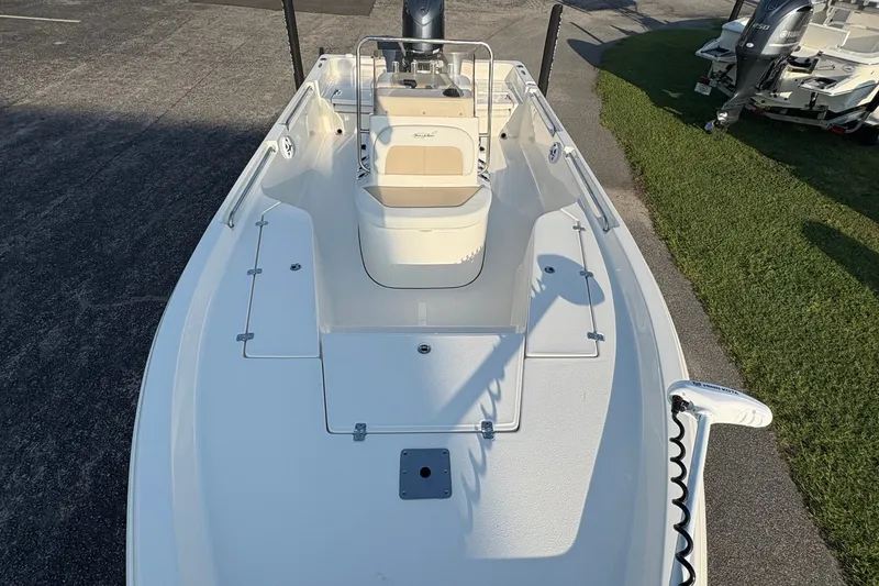 Slide: The Image of 2026 Bulls Bay 2200 XS boat, top view, showcasing spacious deck and seating. - 19