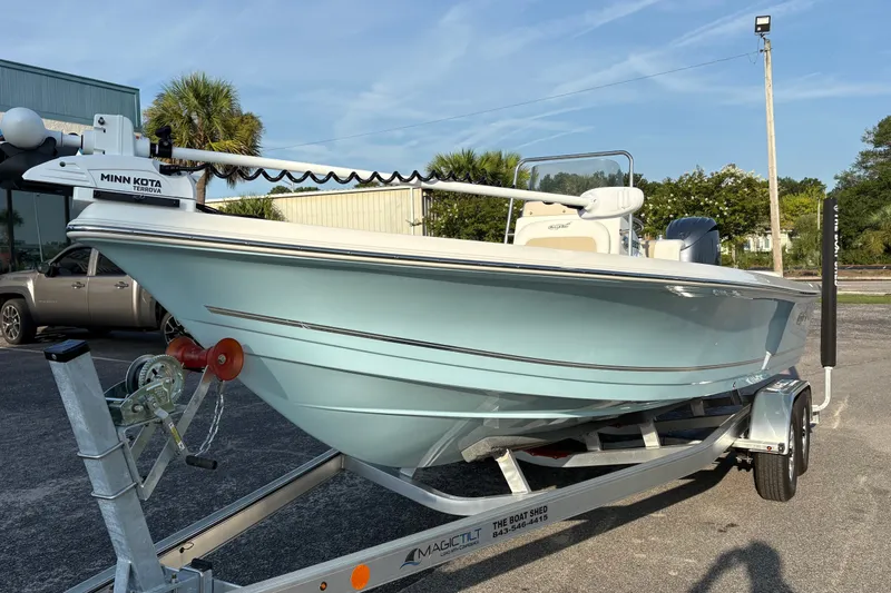 Slide: The Image of 2026 Bulls Bay 2200 XS boat on trailer with Minn Kota Terrova motor. - 5