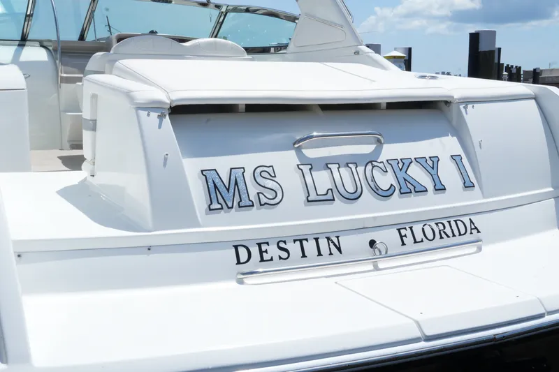 Slide: The Image of Rear view of 2004 Formula 330 Sun Sport boat named "MS LUCKY I" in Destin, Florida. - 13