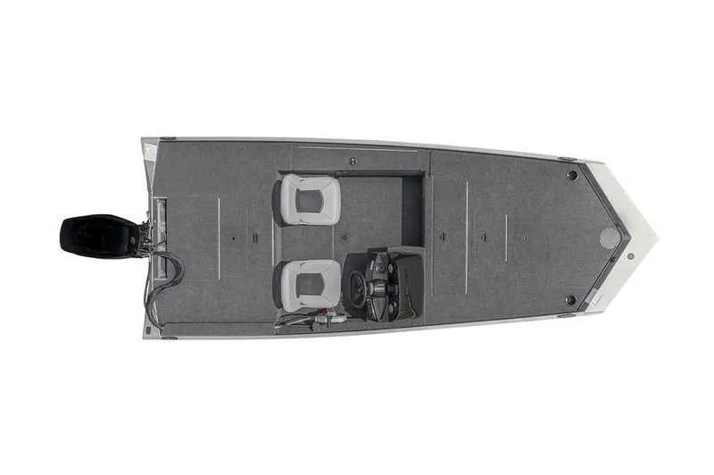Slide: The Image of Manufacturer Provided Image: Top view of 2026 Crestliner 1600 Storm fishing boat with dual seats and motor. - 17