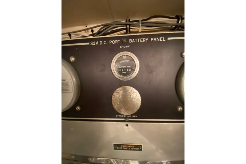 Slide: The Image of 32V DC battery panel on 1983 Hatteras 53 Motor Yacht. - 47