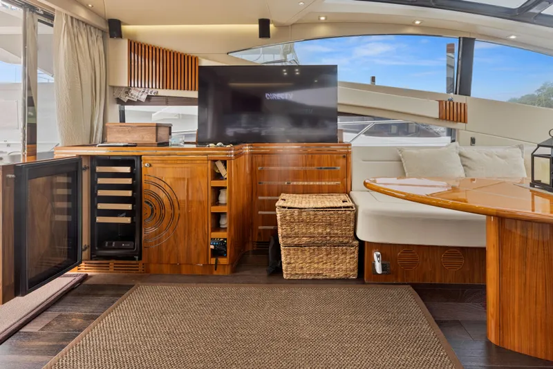 Slide: The Image of Luxurious interior of a 2015 Sunseeker Predator 68 yacht with modern amenities. - 13