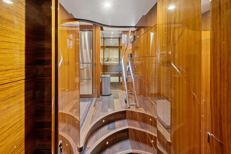 Slide: The Image of Luxurious interior of 2015 Sunseeker Predator 68 yacht with polished wood finish. - 29