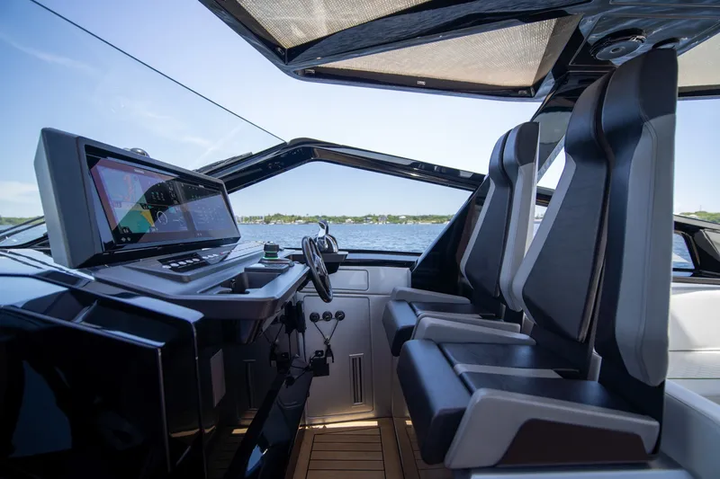 Slide: The Image of Interior of 2022 Wally wallytender43X yacht with modern cockpit and dual seats. - 24