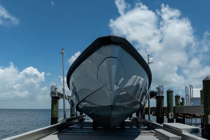 Slide: The Image of 2022 Wally wallytender43X boat docked under a clear blue sky. - 72