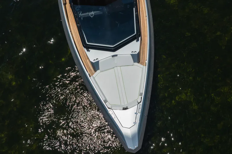 Slide: The Image of Top view of 2022 Wally wallytender43X yacht on shimmering water. - 37