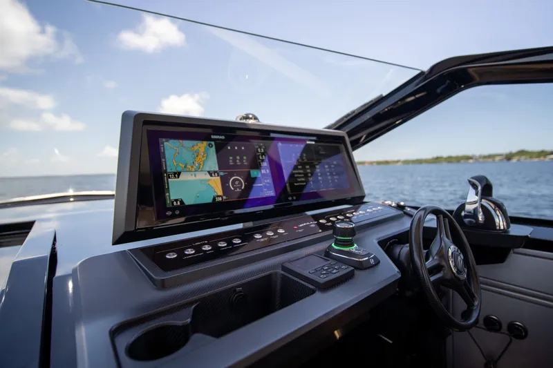 Slide: The Image of Cockpit of 2022 Wally wallytender43X yacht with advanced navigation system. - 23