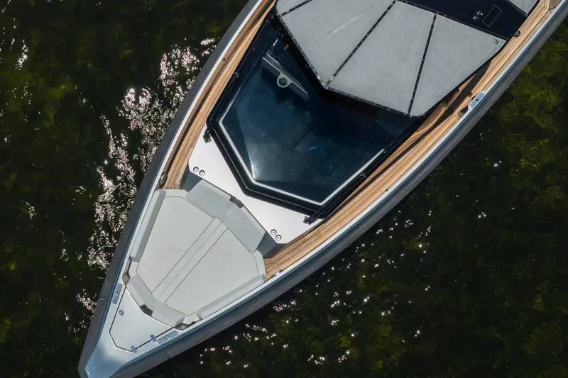Slide: The Image of Aerial view of 2022 Wally wallytender43X luxury yacht on water. - 36
