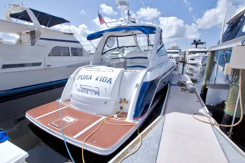 Slide: The Image of 2008 Formula 40 Performance Cruiser docked in Tampa, Florida marina under blue skies. - 15