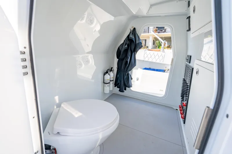 Slide: The Image of Modern bathroom interior on 2026 Freeman 35 boat, featuring sleek design and essential amenities. - 49