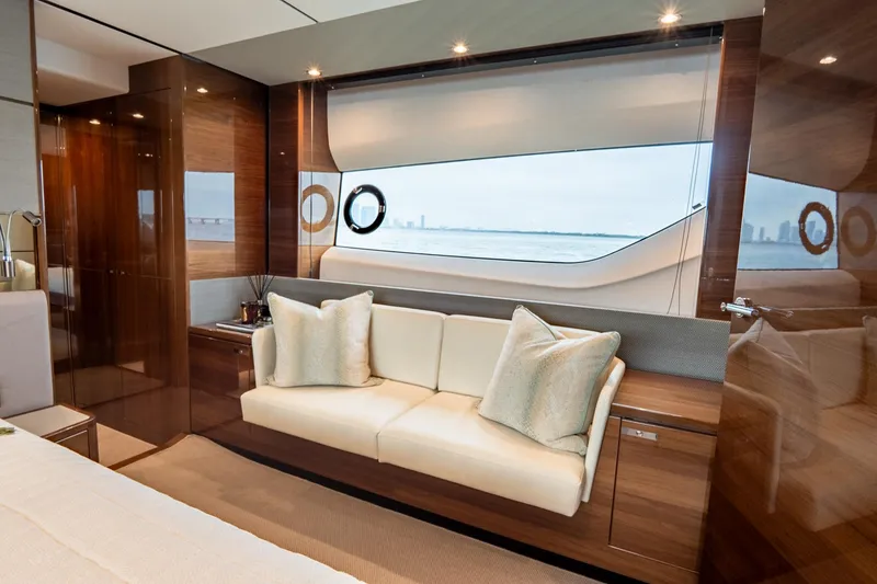 Slide: The Image of Luxurious interior of 2017 Princess S65 yacht with elegant seating and large window view. - 26