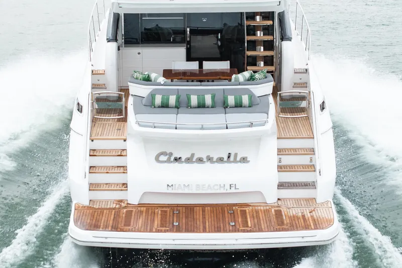 Slide: The Image of Luxury 2017 Princess S65 yacht "Cinderella" cruising, featuring elegant deck and seating. - 33