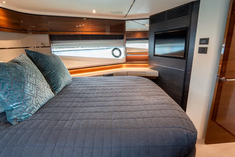 Slide: The Image of Luxurious bedroom interior of 2017 Princess S65 yacht with modern design and elegant furnishings. - 20
