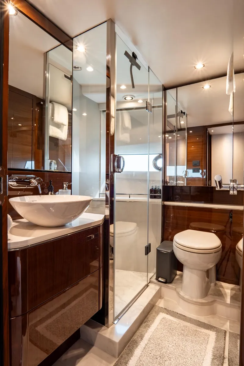 Slide: The Image of Luxurious bathroom in 2017 Princess S65 yacht with modern fixtures and elegant design. - 28